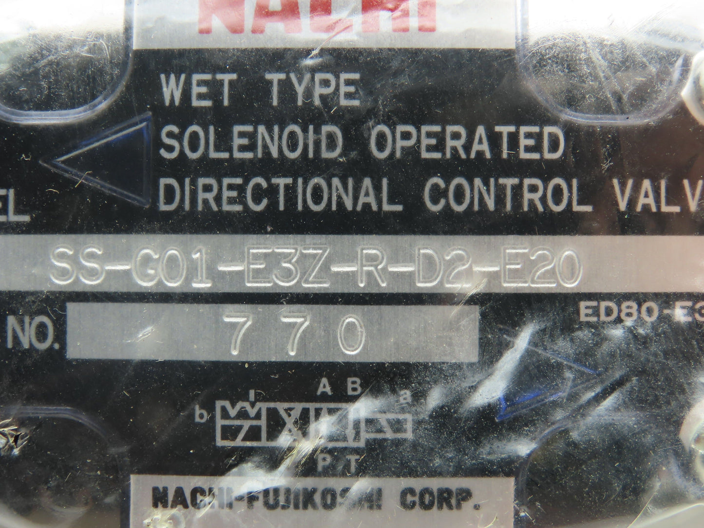 Nachi SS-G01-E3Z-R-D2-E20 Hydraulic Directional Control Solenoid Valve 24VDC D03