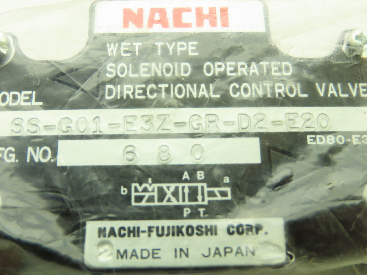 Nachi SS-G01-E3Z-GR-D2-E20 Hydraulic Directional Control Solenoid Valve 24VDC