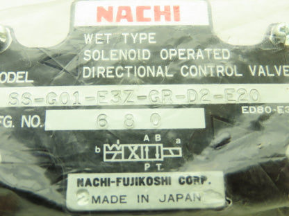 Nachi SS-G01-E3Z-GR-D2-E20 Hydraulic Directional Control Solenoid Valve 24VDC