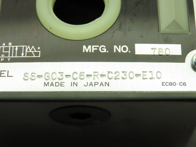 Nachi SS-G03-C6-R-C230-E10 Hydraulic Directional Control Wet Solenoid Valve 220V