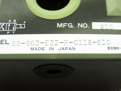 Nachi SS-G03-E3Z-R-C115-E10 Hydraulic Directional Control Solenoid Valve 120V