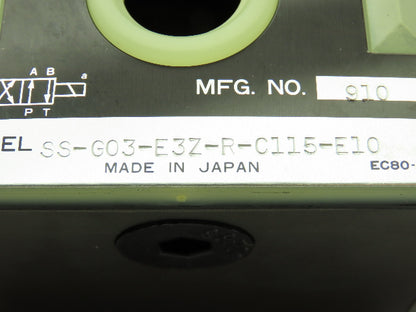 Nachi SS-G03-E3Z-R-C115-E10 Hydraulic Directional Control Solenoid Valve 120V