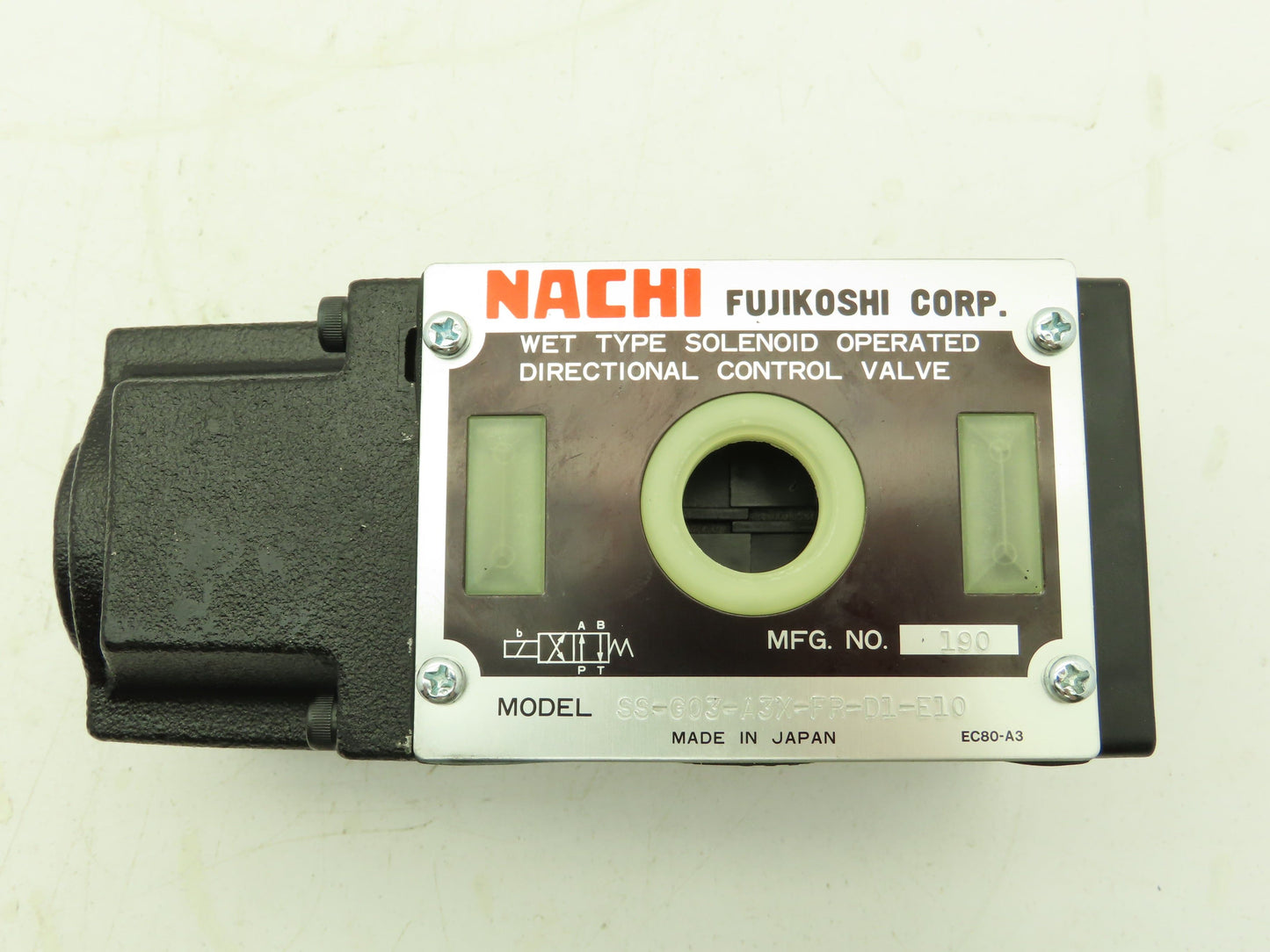 Nachi SS-G03-A3X-FR-D1-E10 Hydraulic Directional Control Solenoid Valve 12VDC