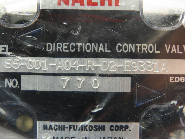 Nachi SS-G01-A04-R-D2-E9331A Hydraulic Directional Control Solenoid Valve 24VDC