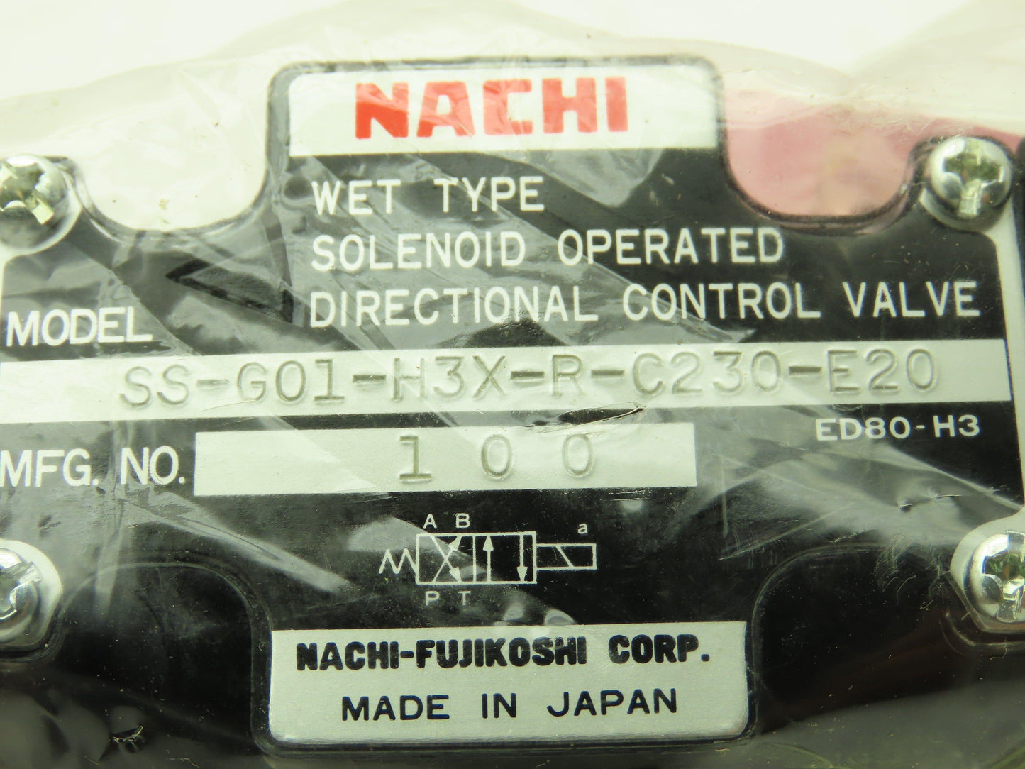 Nachi SS-G01-H3X-R-C230-E20 Hydraulic Directional Control Solenoid Valve 220V