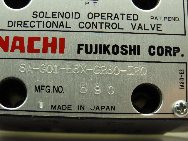 Nachi SA-G01-E3X-C230-E20 Hydraulic Directional Control Wet Solenoid Valve 220V