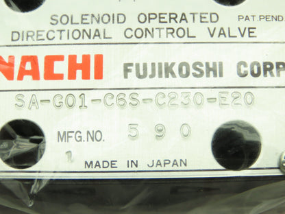 Nachi SA-G01-C6S-C230-E20 Hydraulic Directional Control Wet Solenoid Valve 220V