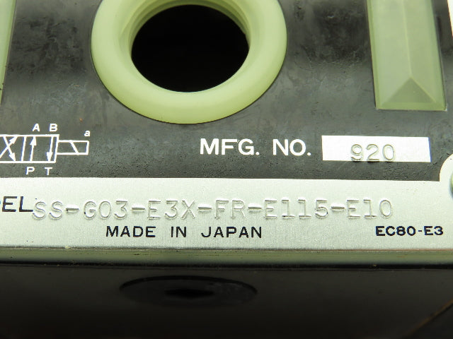 Nachi SS-G03-E3X-FR-E115-E10 Hydraulic Directional Control Solenoid Valve 120V