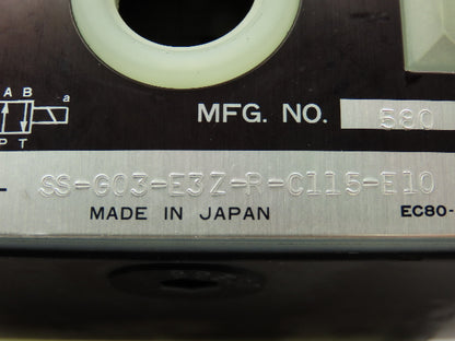 Nachi SS-G03-E3Z-R-C115-E10 Hydraulic Directional Control Solenoid Valve 120V