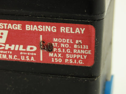 Fairchild 85131 Pneumatic Air Multi Stage Biasing Relay Model 85 60PSI Output