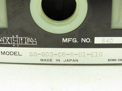 Nachi SS-G03-C6-R-D1-E10 Hydraulic Directional Control Wet Solenoid Valve 12VDC