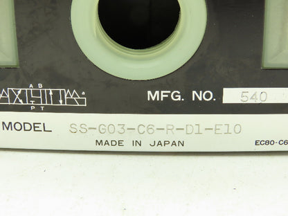 Nachi SS-G03-C6-R-D1-E10 Hydraulic Directional Control Wet Solenoid Valve 12VDC