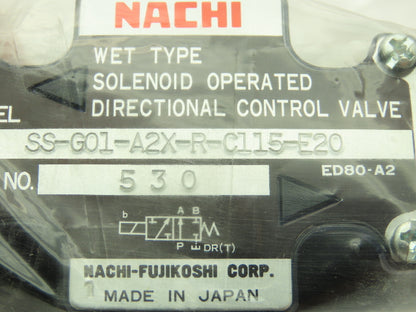 Nachi SS-G01-A2X-R-C115-E20 Hydraulic Directional Control Solenoid Valve 120V