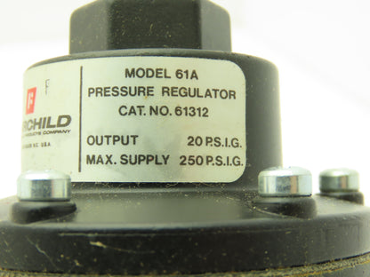 Fairchild 61312 Pneumatic Air Pressure Regulator 20 PSI Set Model 61A
