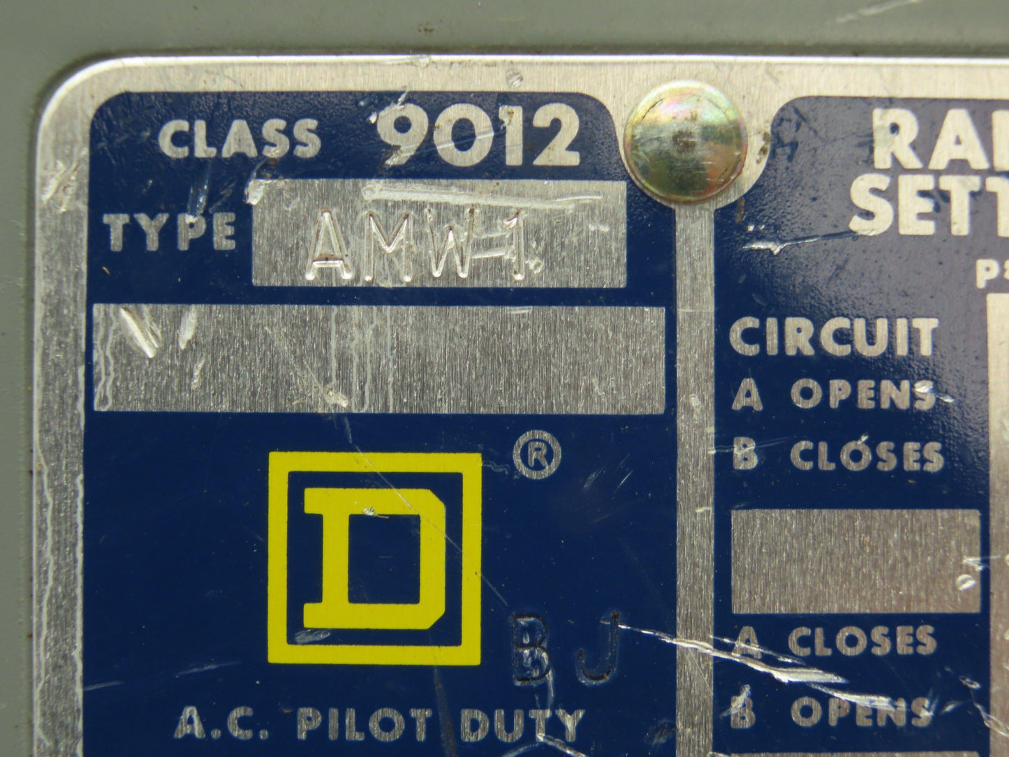 Square D 9012 AMW1 Pressure Switch 0.25-2.5#  120V-600VAC