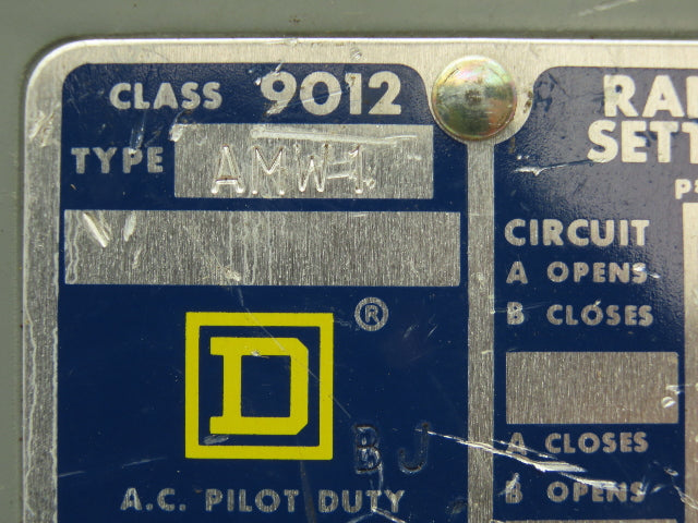 Square D 9012 AMW1 Pressure Switch 0.25-2.5#  120V-600VAC