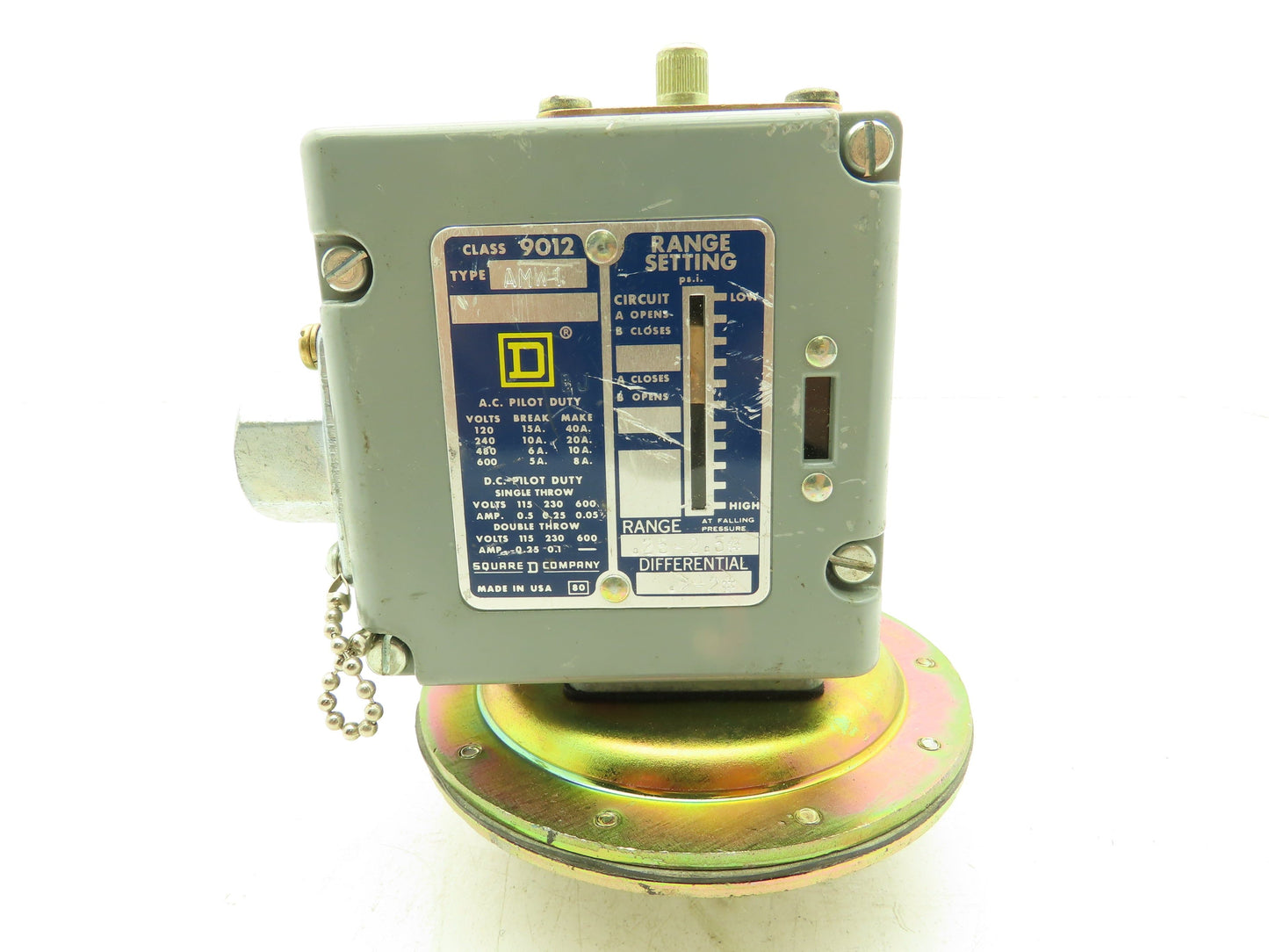 Square D 9012 AMW1 Pressure Switch 0.25-2.5#  120V-600VAC