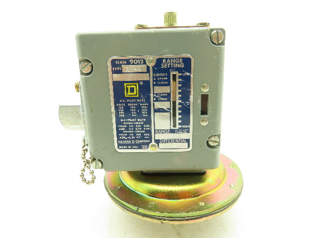 Square D 9012 AMW1 Pressure Switch 0.25-2.5#  120V-600VAC