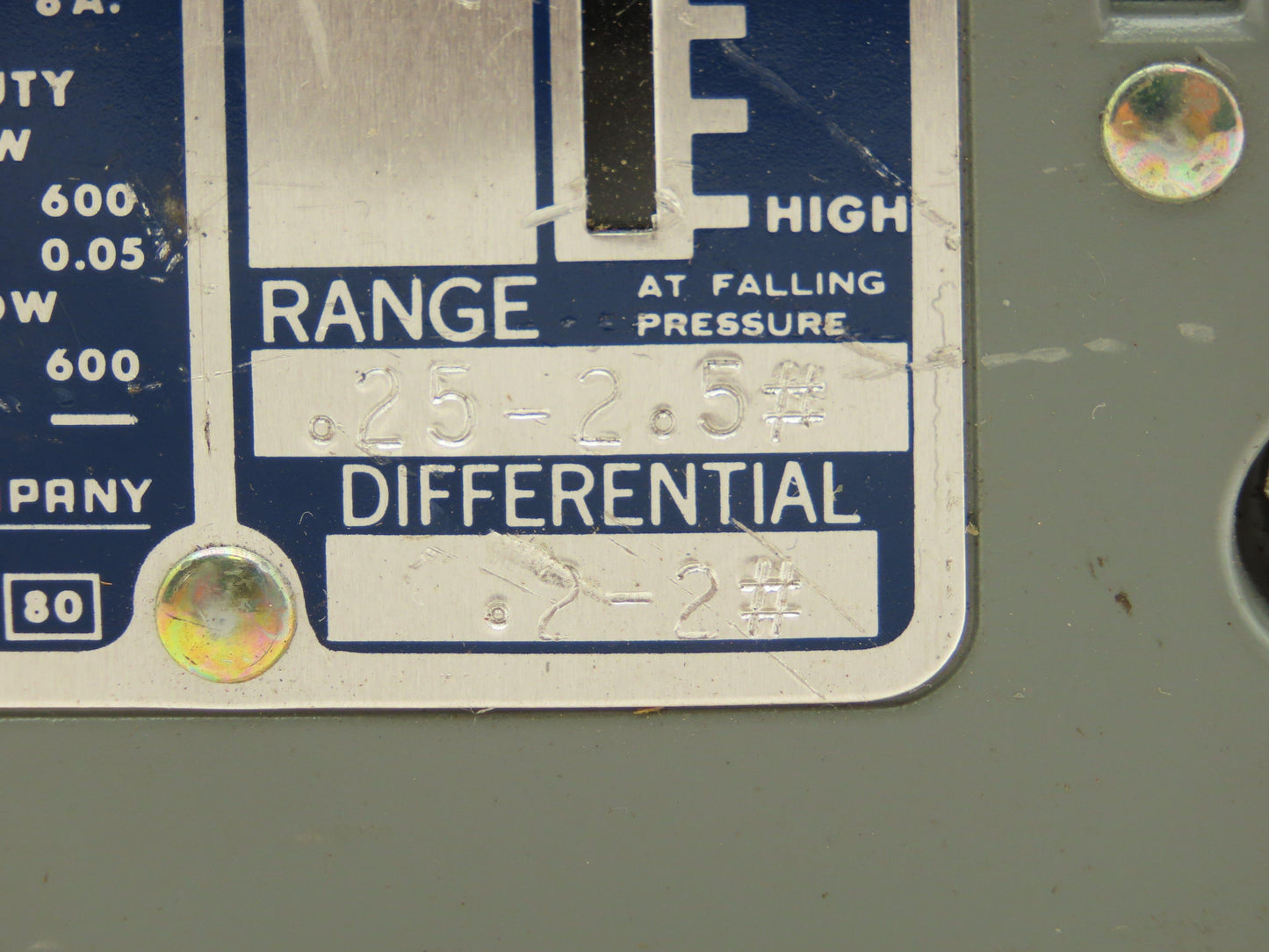 Square D 9012 AMW1 Pressure Switch 0.25-2.5#  120V-600VAC