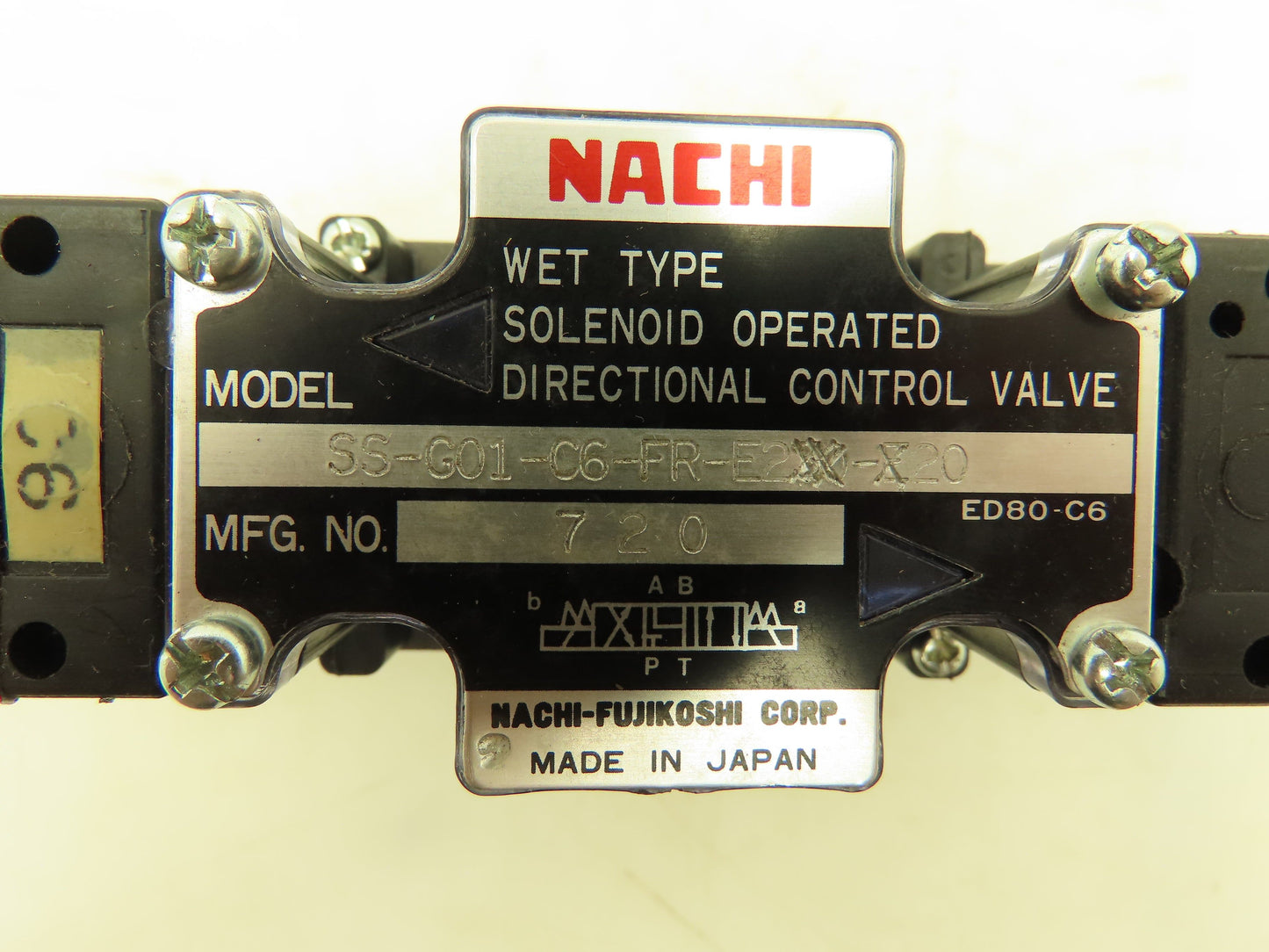 Nachi SS-G01-C6-FR-E2-20 Hydraulic Directional Control Solenoid Valve 200VAC D03