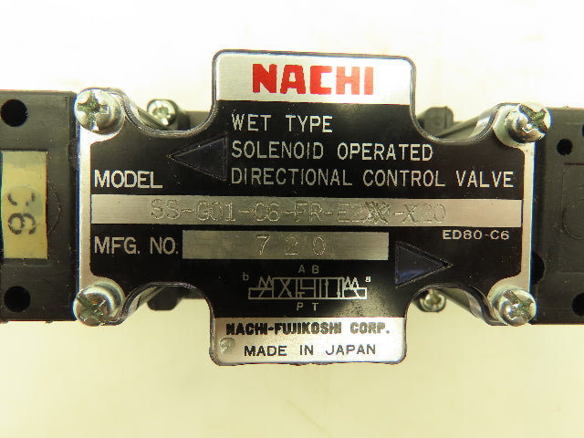 Nachi SS-G01-C6-FR-E2-20 Hydraulic Directional Control Solenoid Valve 200VAC D03
