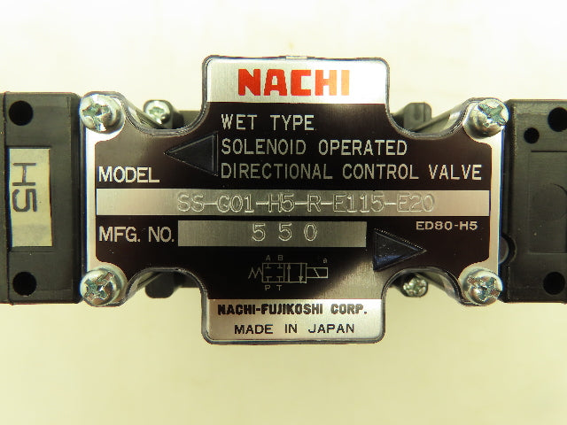Nachi SS-G01-H5-R-E115-E20 Hydraulic Directional Control Solenoid Valve 120V D03