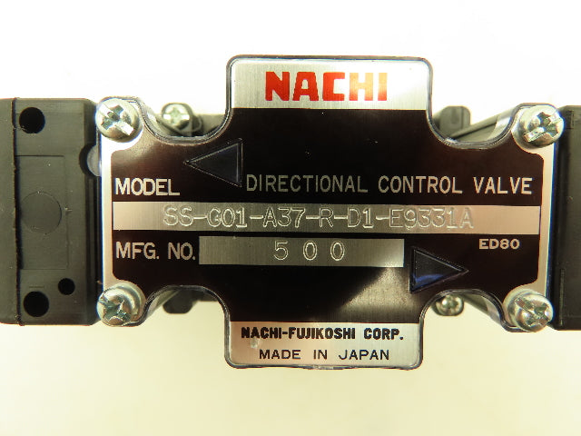 Nachi SS-G01-A37-R-D1-E9331A Hydraulic Directional Control Solenoid Valve 12VDC