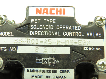 Nachi SS-G01-A5-R-D2-E20 Hydraulic Directional Control Solenoid Valve 24VDC D03