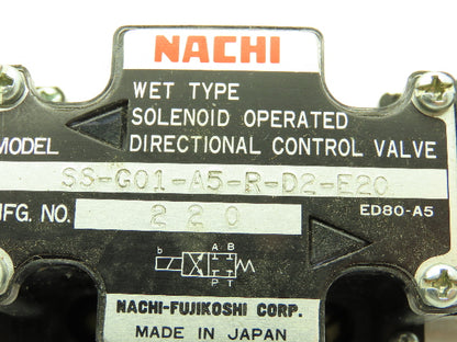 Nachi SS-G01-A5-R-D2-E20 Hydraulic Directional Control Solenoid Valve 24VDC D03