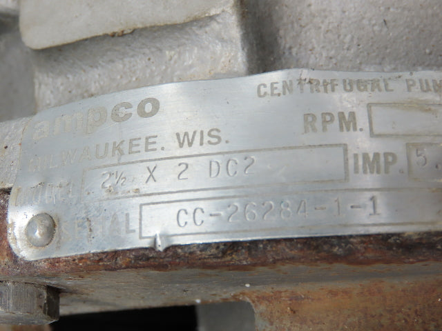 Ampco Centrifugal Pump SS 2 1/2x2" DC2 5" Impeller 5 HP Motor 230/460V Stainless