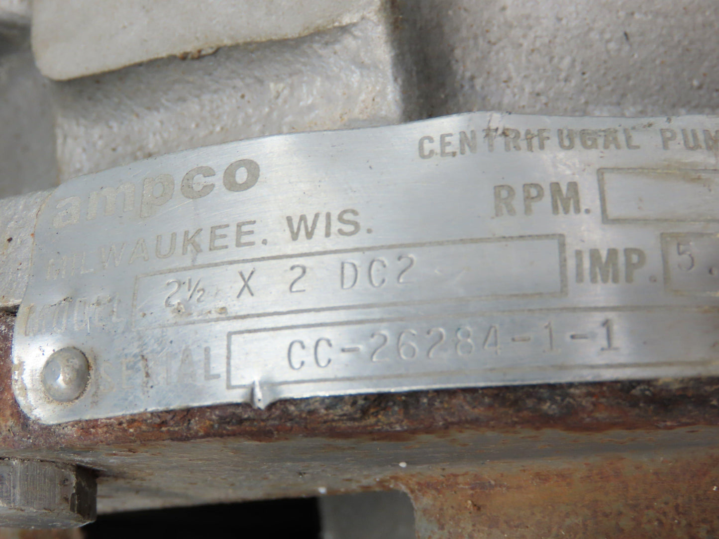 Ampco Centrifugal Pump SS 2 1/2x2" DC2 5" Impeller 5 HP Motor 230/460V Stainless