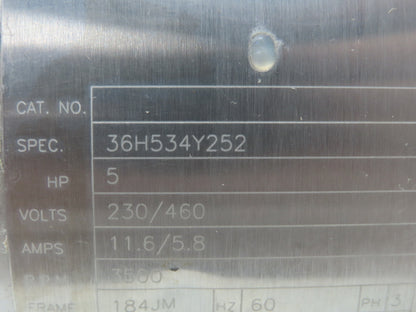 Ampco Centrifugal Pump SS 2 1/2x2" DC2 5" Impeller 5 HP Motor 230/460V Stainless