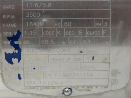 Ampco Centrifugal Pump SS 2 1/2x2" DC2 5" Impeller 5 HP Motor 230/460V Stainless