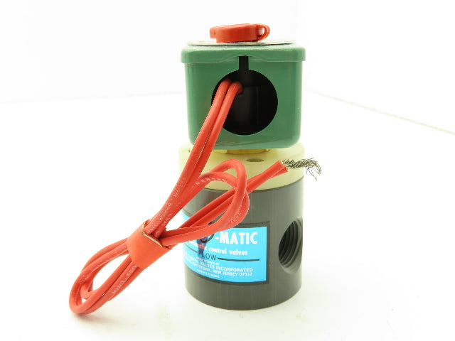 Plast-o-matic EUC4V4G9 Solenoid Valve 1/2" NPT 10PSI 1/8" Orifice 120VAC PVC