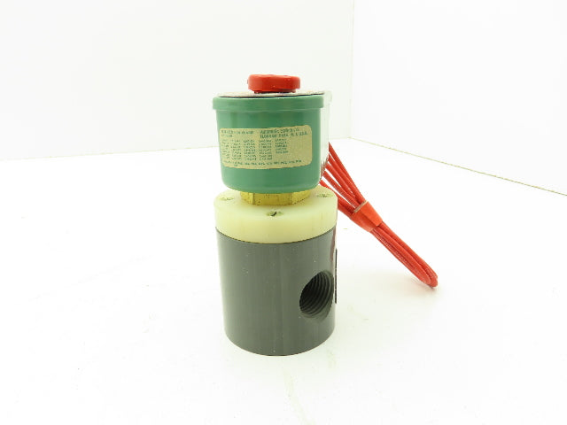 Plast-o-matic EUC4V4G9 Solenoid Valve 1/2" NPT 10PSI 1/8" Orifice 120VAC PVC