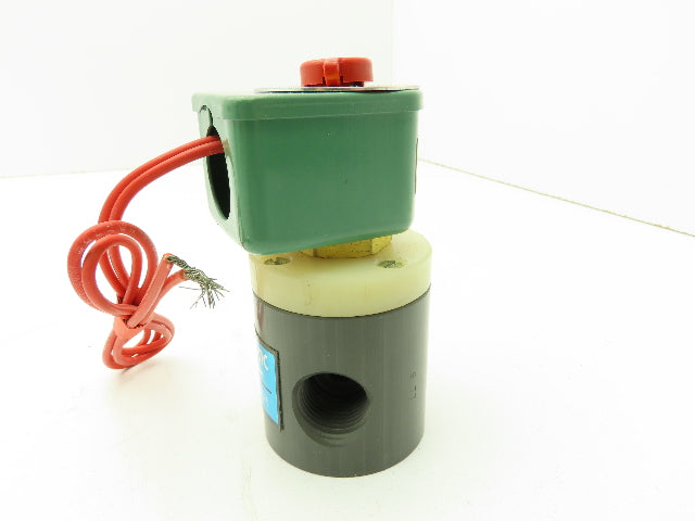 Plast-o-matic EUC4V4G9 Solenoid Valve 1/2" NPT 10PSI 1/8" Orifice 120VAC PVC