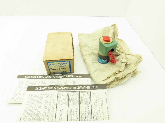 Plast-o-matic EUC2V8G20 PVC Automatic Control Valve Pneumatic 1/8" 120V Coil