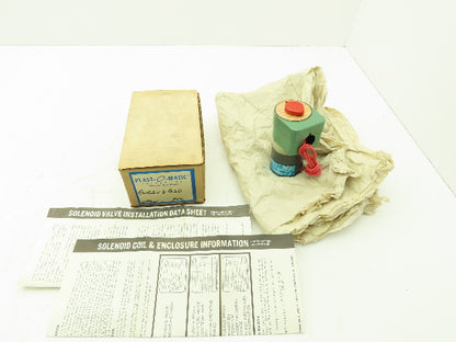 Plast-o-matic EUC2V8G20 PVC Automatic Control Valve Pneumatic 1/8" 120V Coil