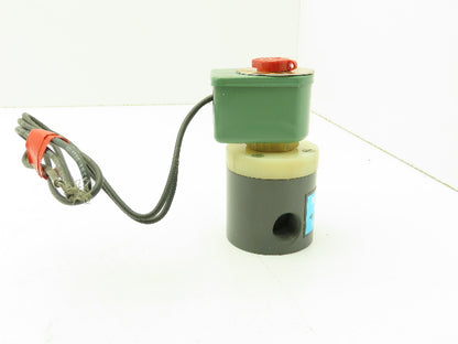 Plast-o-matic EUC3B4G6 Solenoid Valve PVC 3/8" NPT 40 PSI 120V Coil