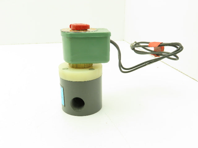 Plast-o-matic EUC3B4G6 Solenoid Valve PVC 3/8" NPT 40 PSI 120V Coil