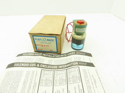Plast-o-matic EUC3B8G9 Solenoid Valve PVC 3/8" NPT 10 PSI 120V Coil