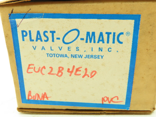 Plast-o-matic EUC2B4E20 Solenoid Valve PVC 3/8" NPT 120 PSI 120V Coil 20 Watts