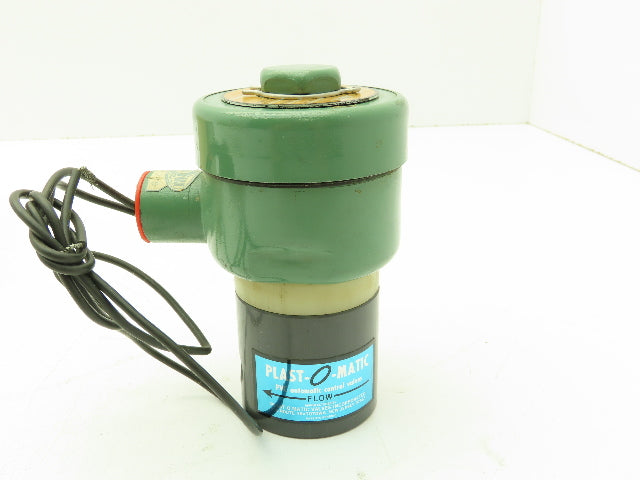 Plast-o-matic EUC2B4E20 Solenoid Valve PVC 3/8" NPT 120 PSI 120V Coil 20 Watts