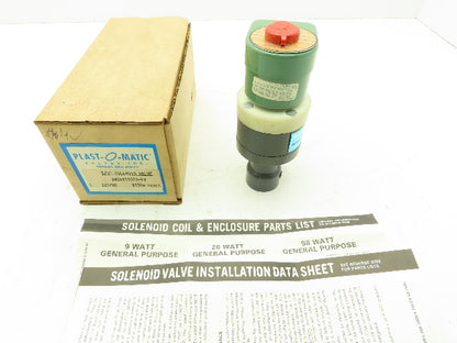 Plast-o-matic DAS5V16G20-PV Solenoid Valve 3/4" NPT Vented PVC Control Valve