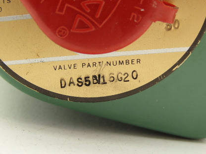 Plast-o-matic DAS5V16G20 Solenoid Valve 3/4" NPT Vented PVC Control Valve