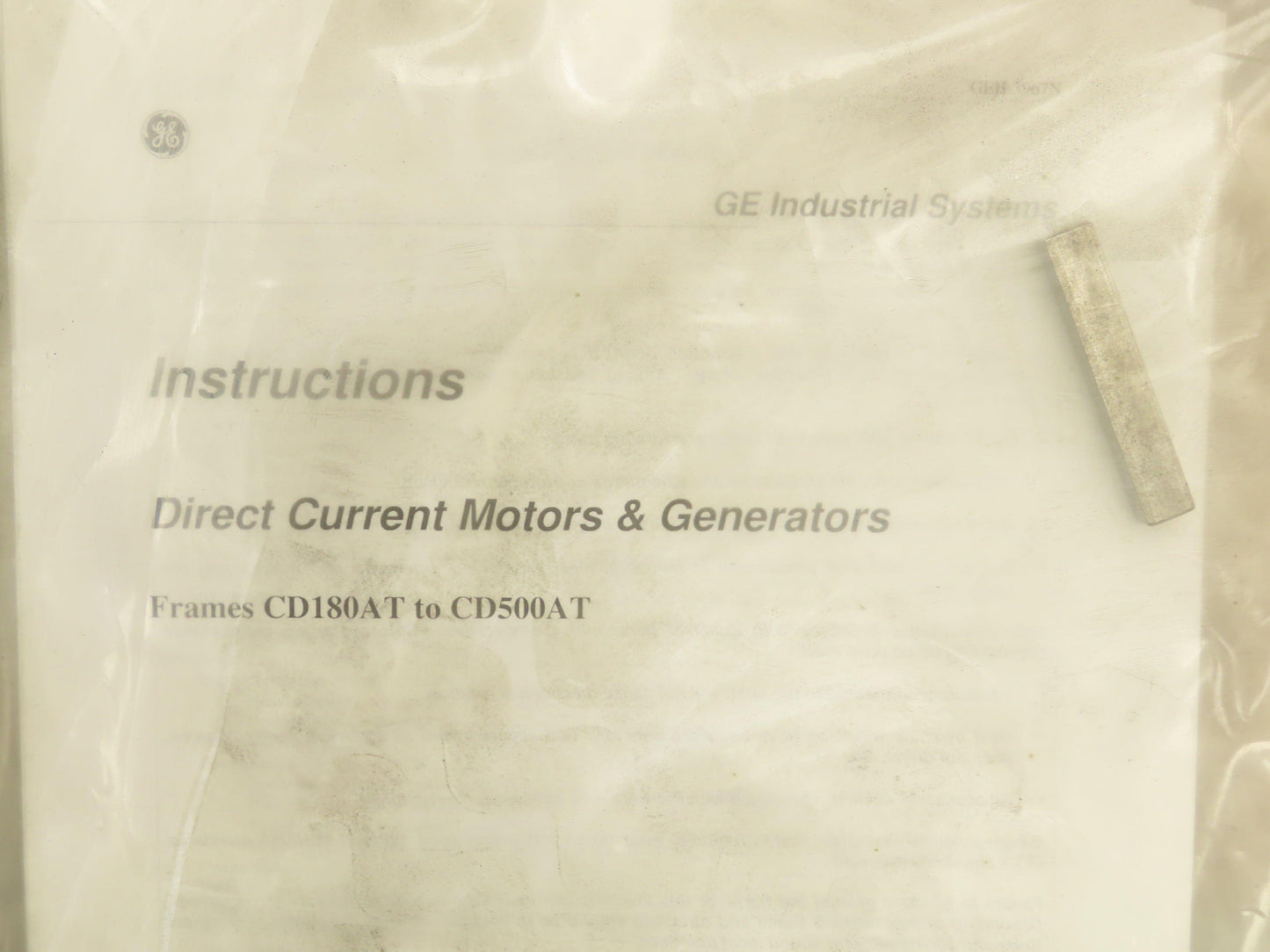 GE Kinematic 5Hp DC Motor 500V 8.35A 850/1700 RPM Tachometer 50VDC