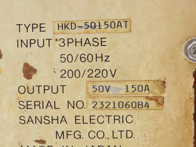 Sansha HKD-50150AT SanRex DC Auto 50VDC 150A Metal Surface Treatment Plating