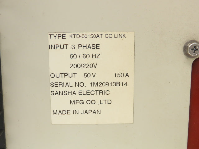 Sansha KTD-50150AT SanRex CC-Link DC Auto 50VDC 150A Metal Surface Plating
