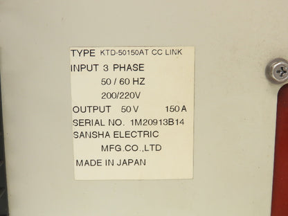 Sansha KTD-50150AT SanRex CC-Link DC Auto 50VDC 150A Metal Surface Plating
