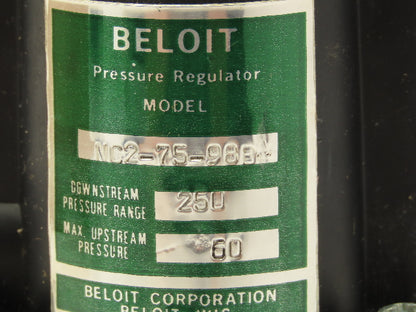 Beloit NC2-75-98B Pneumatic Air Pressure Regulator 60 PSI Adjustable